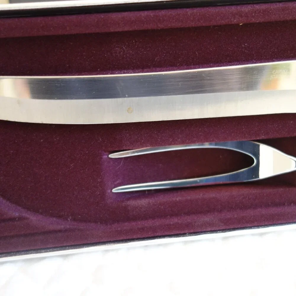 Vtg CARVEL HALL CUTLERY Stainless Carving Set – Fork & Knife – Original box